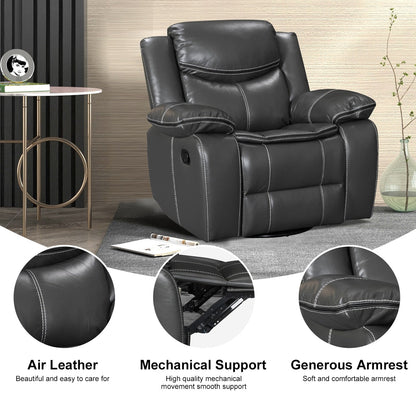 Fauteuil inclinable à large assise en cuir durable avec massage et chauffage.