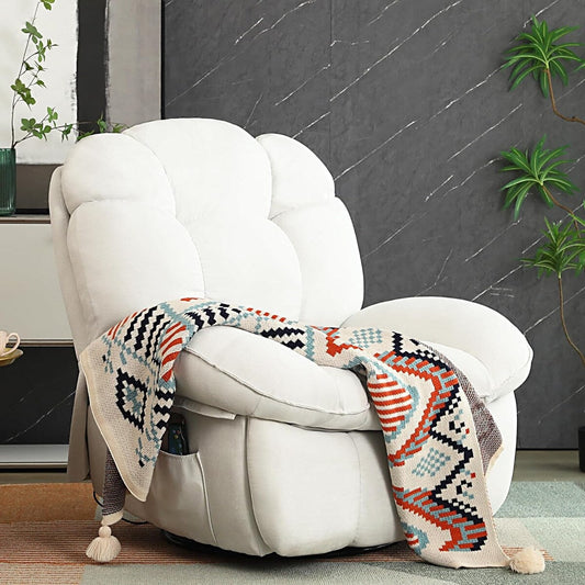 Fauteuil inclinable pivotant XINMICS, fauteuil inclinable oscillant massant avec chauffage, USB, USB-C et poche latérale