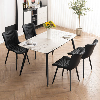 Lot de 2 chaises de salle à manger modernes en cuir capitonné sans accoudoirs