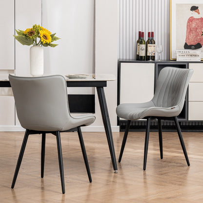 Lot de 2 chaises de salle à manger modernes en cuir capitonné sans accoudoirs