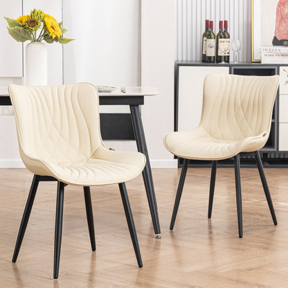 Lot de 2 chaises de salle à manger modernes en cuir capitonné sans accoudoirs