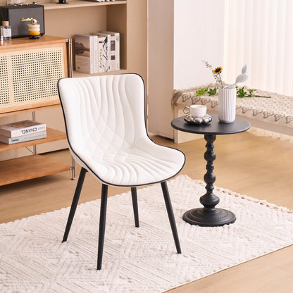 Lot de 2 chaises de salle à manger modernes en cuir capitonné sans accoudoirs