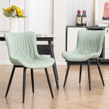 Lot de 2 chaises de salle à manger modernes en cuir capitonné sans accoudoirs