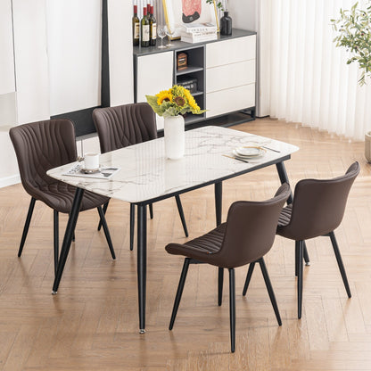 Lot de 2 chaises de salle à manger modernes en cuir capitonné sans accoudoirs