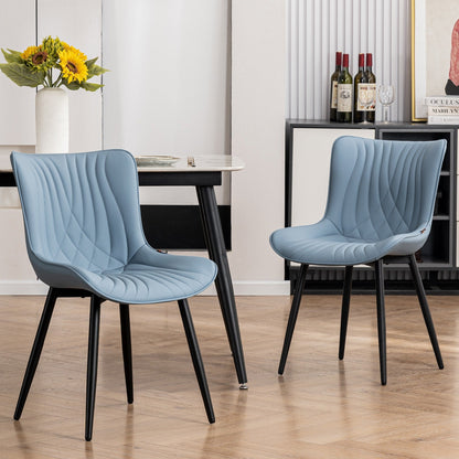 Lot de 2 chaises de salle à manger modernes en cuir capitonné sans accoudoirs