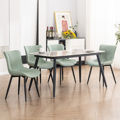 Lot de 2 chaises de salle à manger modernes en cuir capitonné sans accoudoirs