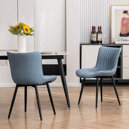 Lot de 2 chaises de salle à manger modernes en cuir capitonné sans accoudoirs