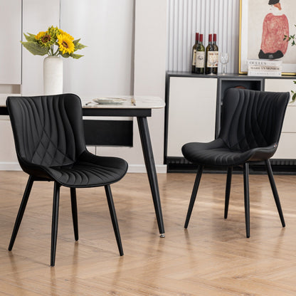 Lot de 2 chaises de salle à manger modernes en cuir capitonné sans accoudoirs