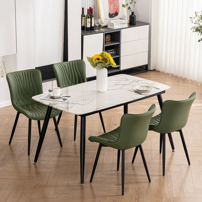 Lot de 2 chaises de salle à manger modernes en cuir capitonné sans accoudoirs