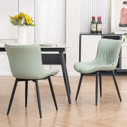 Lot de 2 chaises de salle à manger modernes en cuir capitonné sans accoudoirs