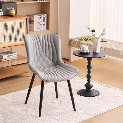 Lot de 2 chaises de salle à manger modernes en cuir capitonné sans accoudoirs