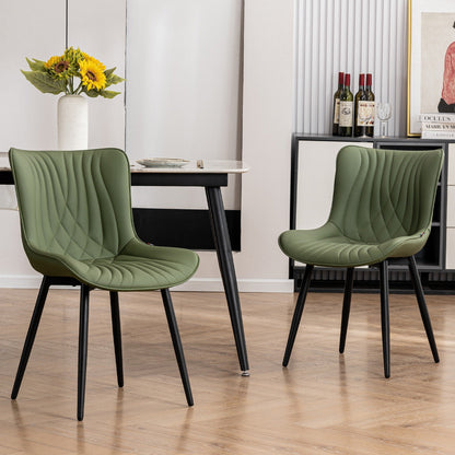 Lot de 2 chaises de salle à manger modernes en cuir capitonné sans accoudoirs