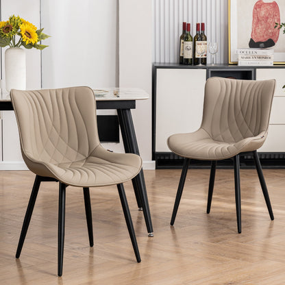 Lot de 2 chaises de salle à manger modernes en cuir capitonné sans accoudoirs