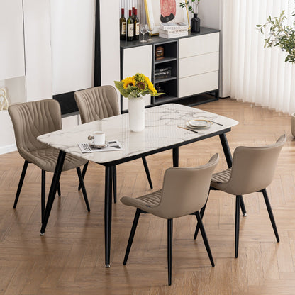 Lot de 2 chaises de salle à manger modernes en cuir capitonné sans accoudoirs