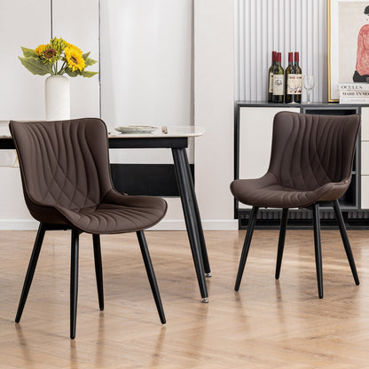 Lot de 2 chaises de salle à manger modernes en cuir capitonné sans accoudoirs
