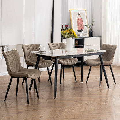 Lot de 2 chaises de salle à manger modernes en cuir capitonné sans accoudoirs