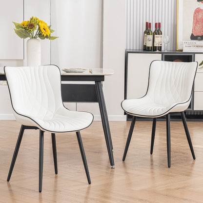 Lot de 2 chaises de salle à manger modernes en cuir capitonné sans accoudoirs