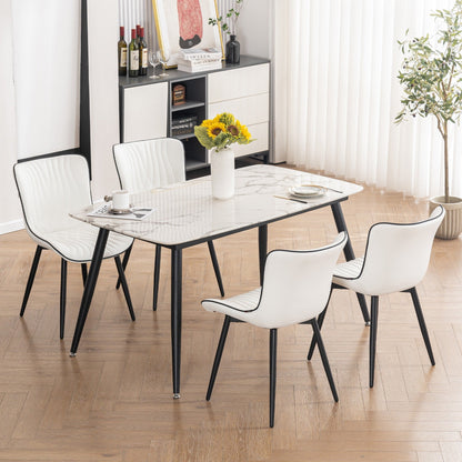 Lot de 2 chaises de salle à manger modernes en cuir capitonné sans accoudoirs