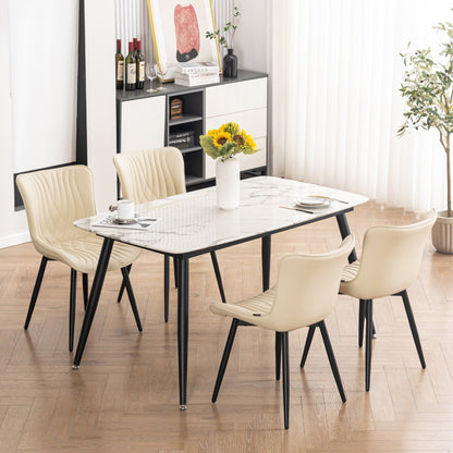 Lot de 2 chaises de salle à manger modernes en cuir capitonné sans accoudoirs