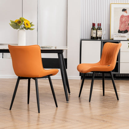 Lot de 2 chaises de salle à manger modernes en cuir capitonné sans accoudoirs