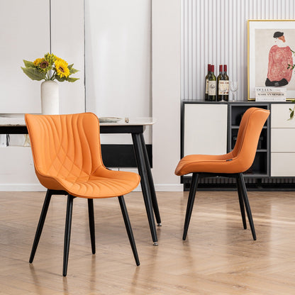 Lot de 2 chaises de salle à manger modernes en cuir capitonné sans accoudoirs