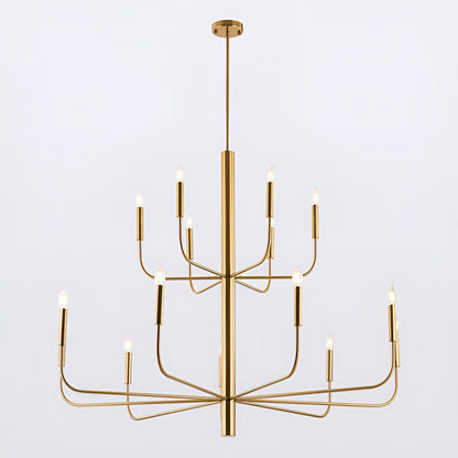 Luminaire minimaliste à 15 lumières, style bougeoir, design ancien à 2 niveaux - 48