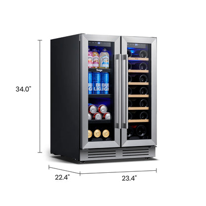 Réfrigérateur à vin/boissons de 60 cm, 20 bouteilles/60 canettes, double zone - 60 cm