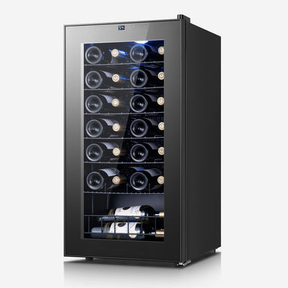 Réfrigérateur à vin/boissons de 17 pouces pouvant contenir 28 bouteilles, refroidisseur à vin en acier inoxydable pour usage domestique et commercial.