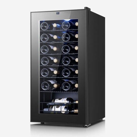 Réfrigérateur à vin/boissons de 17 pouces pouvant contenir 28 bouteilles, refroidisseur à vin en acier inoxydable pour usage domestique et commercial.