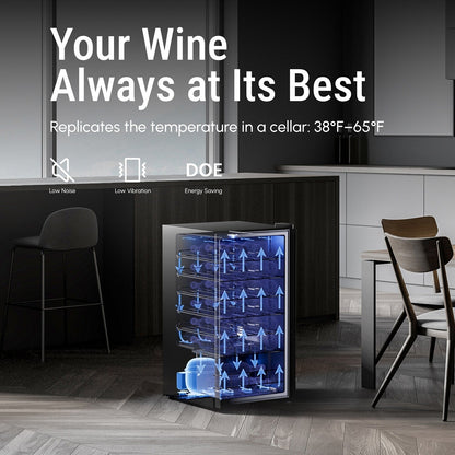 Réfrigérateur à vin/boissons de 17 pouces pouvant contenir 28 bouteilles, refroidisseur à vin en acier inoxydable pour usage domestique et commercial.