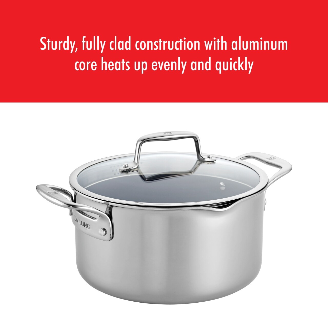 Pochette de cuisson ZWILLING Clad CFX en acier inoxydable et céramique antiadhésive, 6 qt
