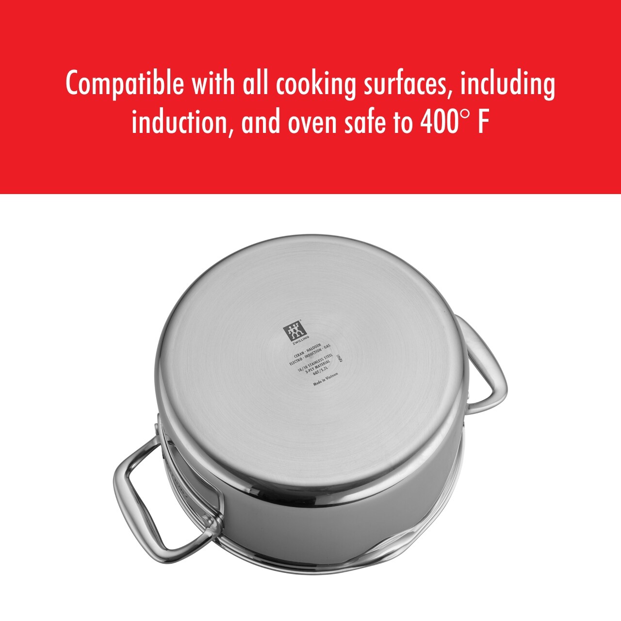 Pochette de cuisson ZWILLING Clad CFX en acier inoxydable et céramique antiadhésive, 6 qt