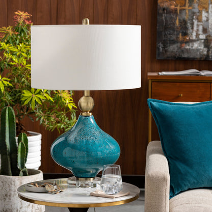 Lampe de table Zayaan en verre peint en forme de gourde