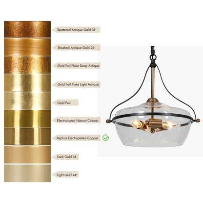 Luminaire suspendu en verre Zelena, style ferme moderne, noir et doré, à 3 lumières, pour îlot de cuisine et salle à manger