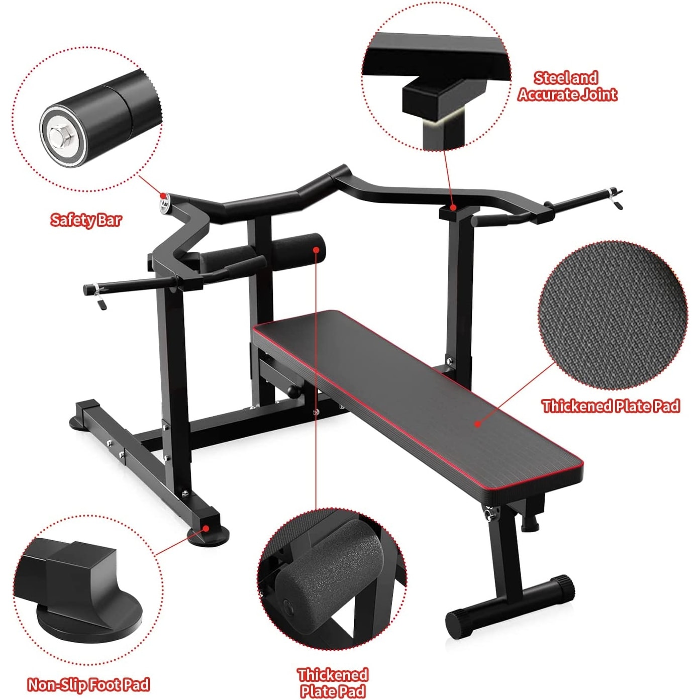 Ensemble de banc de musculation Zenova avec machine de presse pectorale à bras indépendants et convergents et support pour haltères