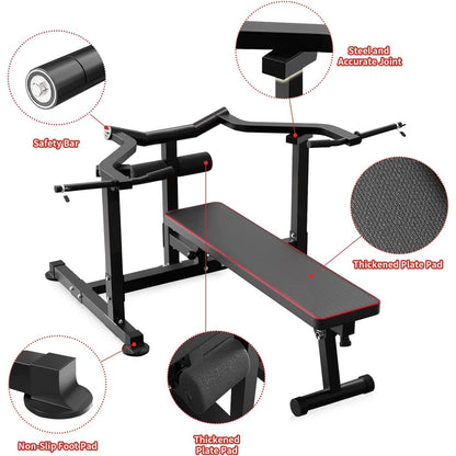 Ensemble de banc de musculation Zenova avec machine de presse pectorale à bras indépendants et convergents et support pour haltères